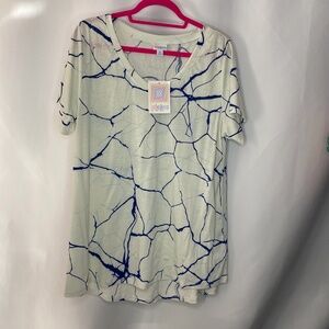 White & Blue Marble Classic Tunic, XL, NWT